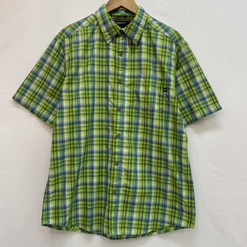 マーモット Marmot シャツ、ブラウス 半袖 半袖 ハイキング シャツ チェック柄 胸ポケット M チェック 緑 / グリーン / green X 青 / ブルー / blue メンズ USED 古着 中古 50162084