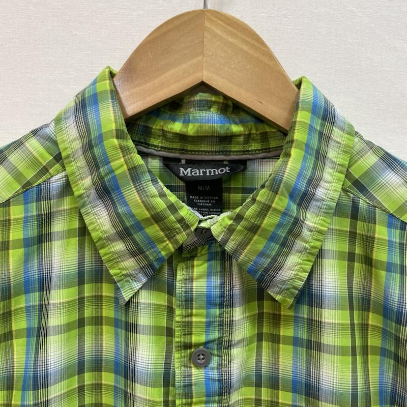 マーモット Marmot シャツ、ブラウス 半袖 半袖 ハイキング シャツ チェック柄 胸ポケット M チェック 緑 / グリーン / green X 青 / ブルー / blue メンズ USED 古着 中古 50162084