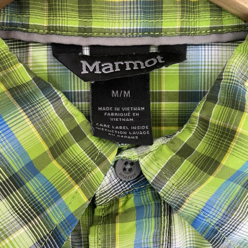 マーモット Marmot シャツ、ブラウス 半袖 半袖 ハイキング シャツ チェック柄 胸ポケット M チェック 緑 / グリーン / green X 青 / ブルー / blue メンズ USED 古着 中古 50162084