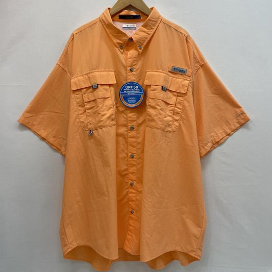 コロンビア Columbia シャツ、ブラウス 半袖 PFG バハマII シャツ 半袖 釣り タグ付き XXL 無地 橙 / オレンジ / orange メンズ USED 古着 中古 50162086