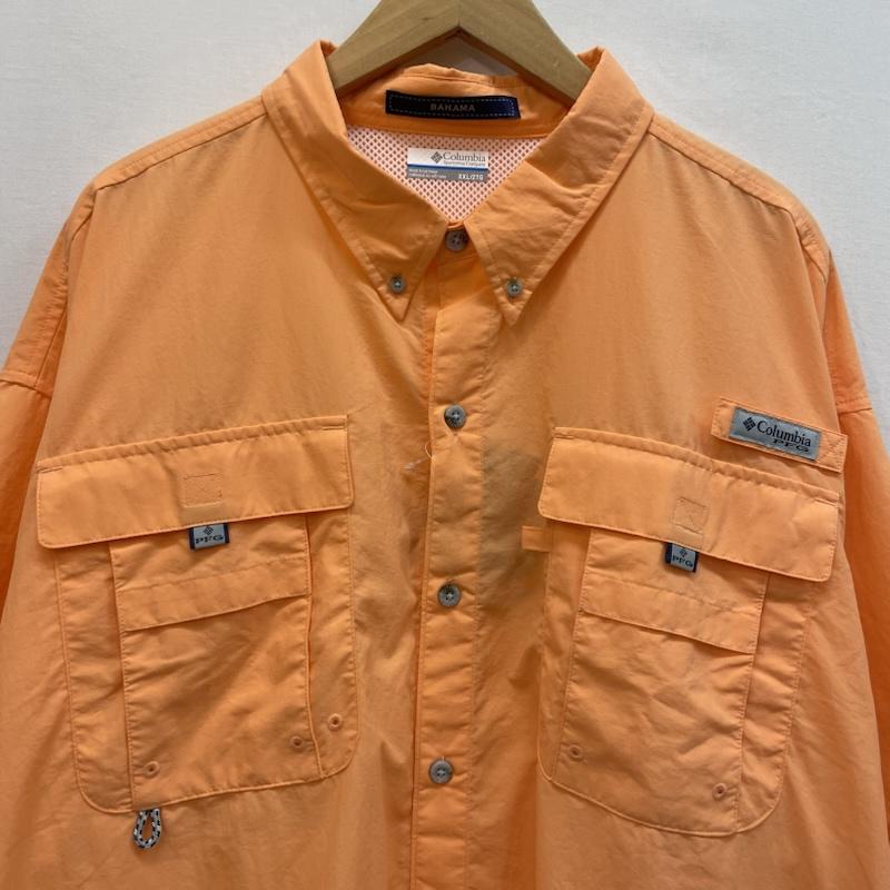 コロンビア Columbia シャツ、ブラウス 半袖 PFG バハマII シャツ 半袖 釣り タグ付き XXL 無地 橙 / オレンジ / orange メンズ USED 古着 中古 50162086