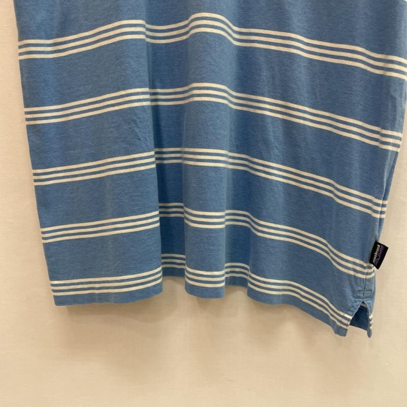 パタゴニア patagonia ポロシャツ 半袖 ボーダー 柄 ポロシャツ 胸ポケット M ボーダー柄 水色 / ライトブルー / X 白 / ホワイト / white メンズ USED 古着 中古 50162088