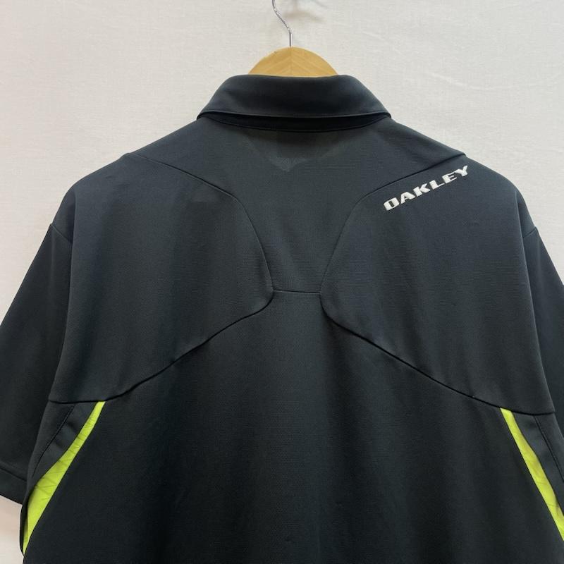 オークリー OAKLEY ポロシャツ 半袖 サイド ライン ゴルフ シャツ 黒 ライムグリーン 胸ポケット ブランド ロゴ L 無地 X ワンポイント X ロゴ、文字 黒 / ブラック / black X 緑 / グリーン / green メンズ USED 古着 中古 50162091
