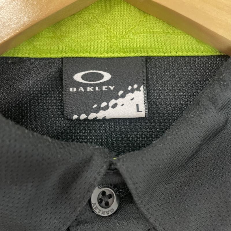 オークリー OAKLEY ポロシャツ 半袖 サイド ライン ゴルフ シャツ 黒 ライムグリーン 胸ポケット ブランド ロゴ L 無地 X ワンポイント X ロゴ、文字 黒 / ブラック / black X 緑 / グリーン / green メンズ USED 古着 中古 50162091
