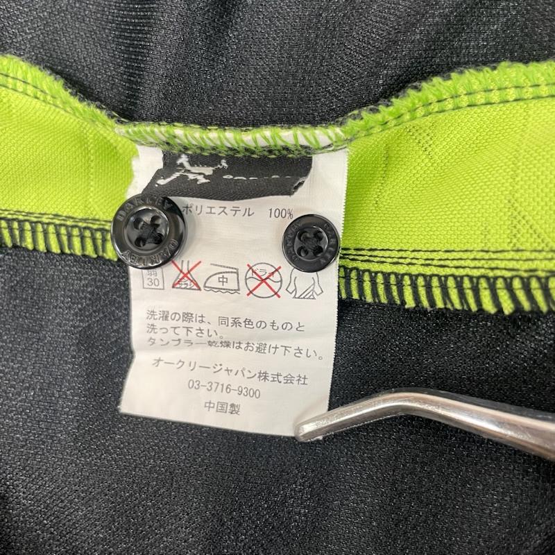 オークリー OAKLEY ポロシャツ 半袖 サイド ライン ゴルフ シャツ 黒 ライムグリーン 胸ポケット ブランド ロゴ L 無地 X ワンポイント X ロゴ、文字 黒 / ブラック / black X 緑 / グリーン / green メンズ USED 古着 中古 50162091