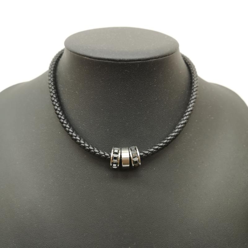 スワロフスキー SWAROVSKI アクセサリー ネックレス、ペンダント 編み込みレザー チョーカー 二重巻き ブレスレット ネックレス - 黒 / ブラック / black レディース USED 古着 中古 50162093