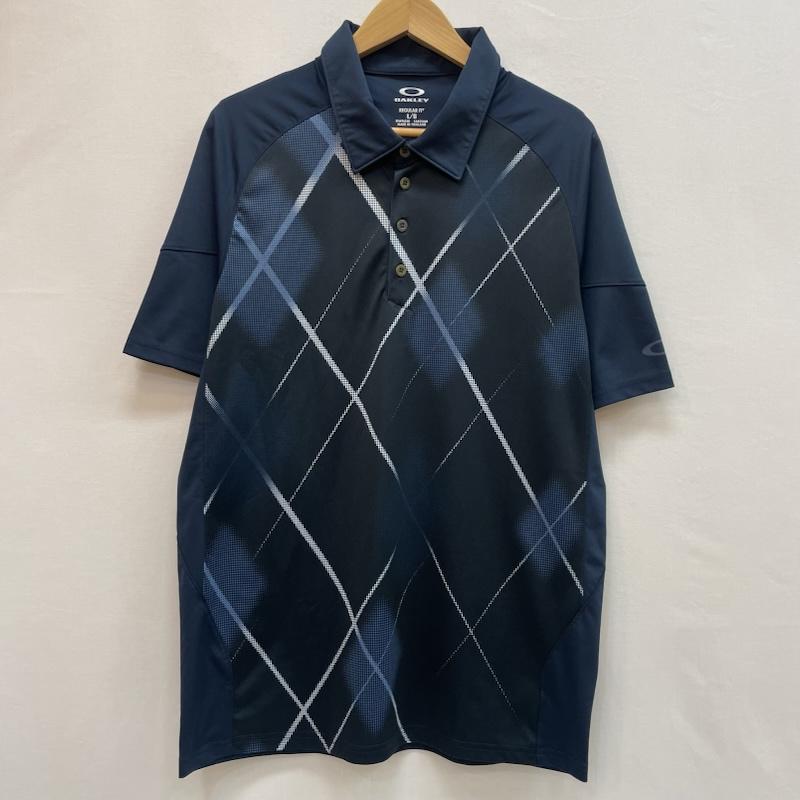 オークリー OAKLEY ポロシャツ 半袖 チェック 柄 半袖 ポロシャツ ゴルフ L チェック 紺 / ネイビー / navy メンズ USED 古着 中古 50162094