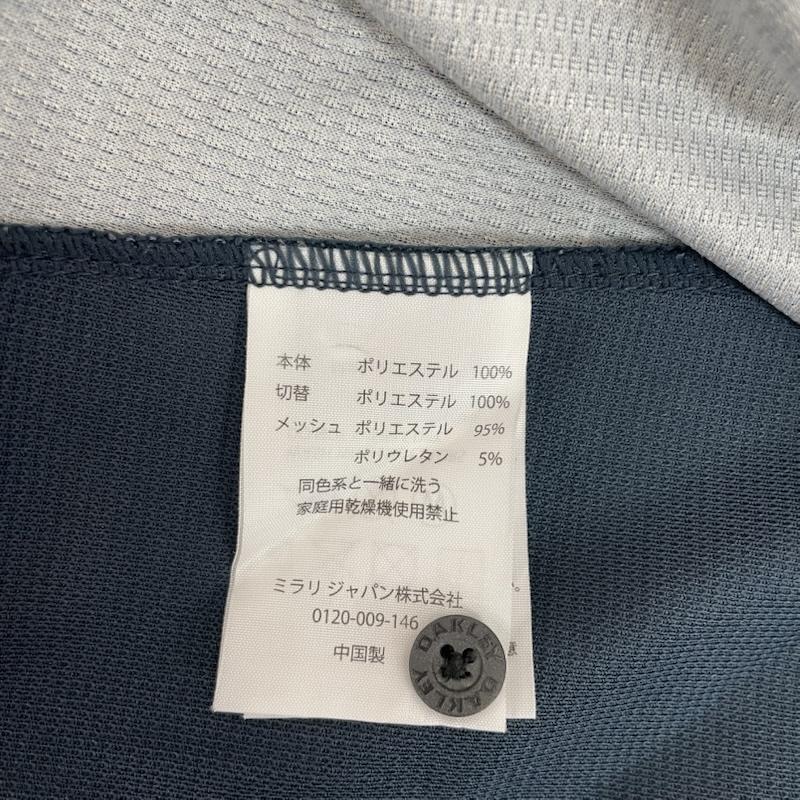 オークリー OAKLEY ポロシャツ 半袖 ゴルフ シャツ 黒 ワンポイント ブランド ロゴ 幾何学模様 L 幾何柄 紺 / ネイビー / navy メンズ USED 古着 中古 50162098