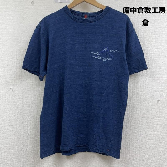 エターナル ETERNAL Tシャツ 半袖 備中倉敷工房 倉 富士山 花柄 デザイン 刺繍 Tシャツ カットソー 3 紺 / ネイビー / navy メンズ USED 古着 中古 50162120