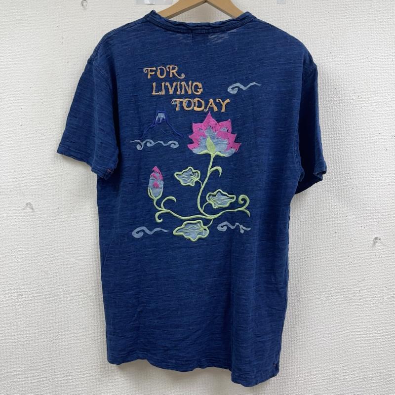エターナル ETERNAL Tシャツ 半袖 備中倉敷工房 倉 富士山 花柄 デザイン 刺繍 Tシャツ カットソー 3 紺 / ネイビー / navy メンズ USED 古着 中古 50162120