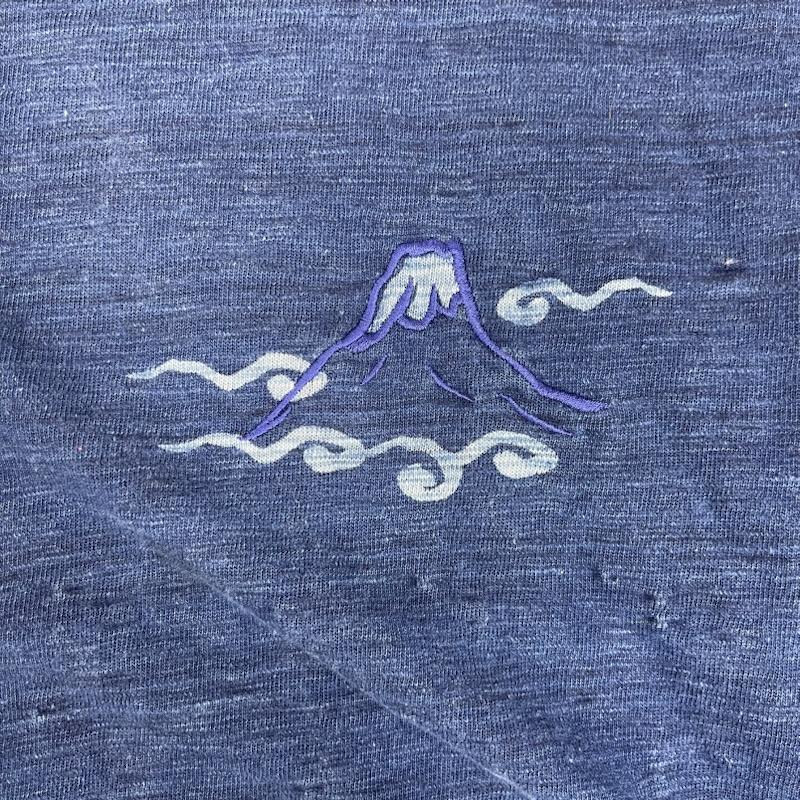 エターナル ETERNAL Tシャツ 半袖 備中倉敷工房 倉 富士山 花柄 デザイン 刺繍 Tシャツ カットソー 3 紺 / ネイビー / navy メンズ USED 古着 中古 50162120