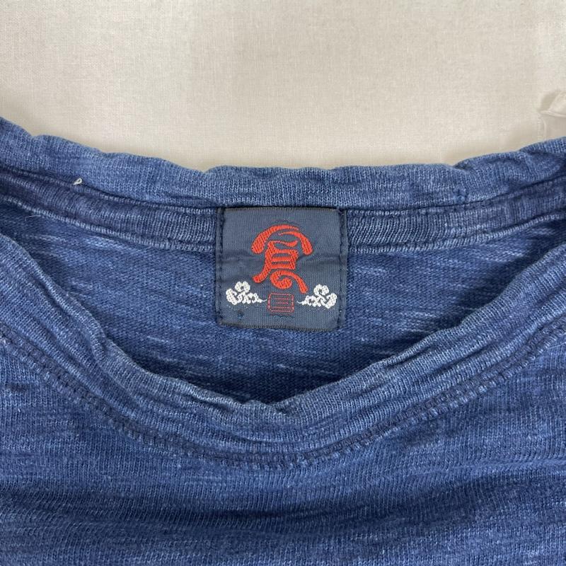 エターナル ETERNAL Tシャツ 半袖 備中倉敷工房 倉 富士山 花柄 デザイン 刺繍 Tシャツ カットソー 3 紺 / ネイビー / navy メンズ USED 古着 中古 50162120