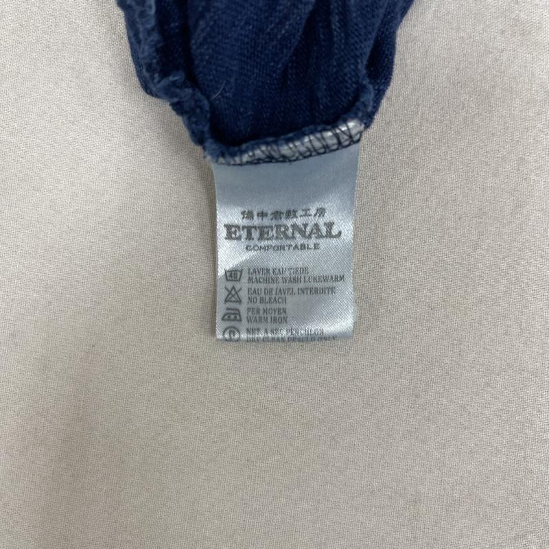 エターナル ETERNAL Tシャツ 半袖 備中倉敷工房 倉 富士山 花柄 デザイン 刺繍 Tシャツ カットソー 3 紺 / ネイビー / navy メンズ USED 古着 中古 50162120