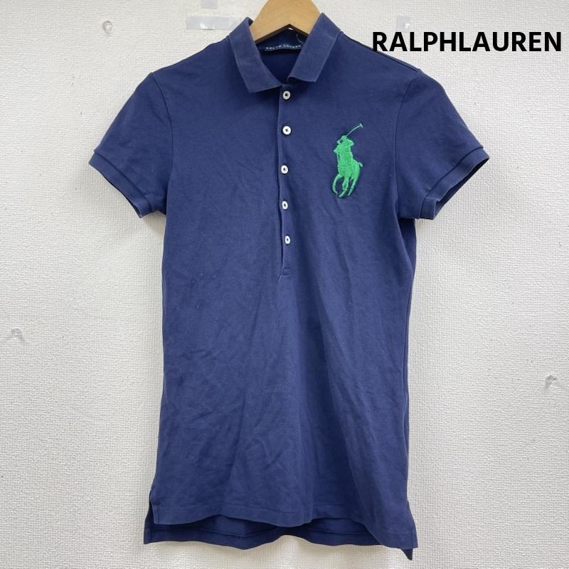 ラルフローレン RALPHLAUREN ポロシャツ 半袖 ビッグポニー ロゴ刺繍 半袖 ポロシャツ M 紺 / ネイビー / navy レディース USED 古着 中古 50162127
