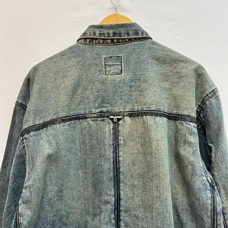 古着 USED シャツ、ブラウス 長袖 90s-00s AKADEMIKS ヴィンテージ加工 デニムシャツ レザー切替 M メンズ USED 古着 中古 50162131