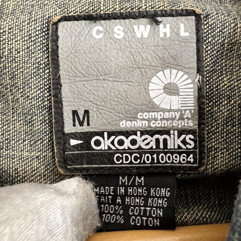 古着 USED シャツ、ブラウス 長袖 90s-00s AKADEMIKS ヴィンテージ加工 デニムシャツ レザー切替 M メンズ USED 古着 中古 50162131