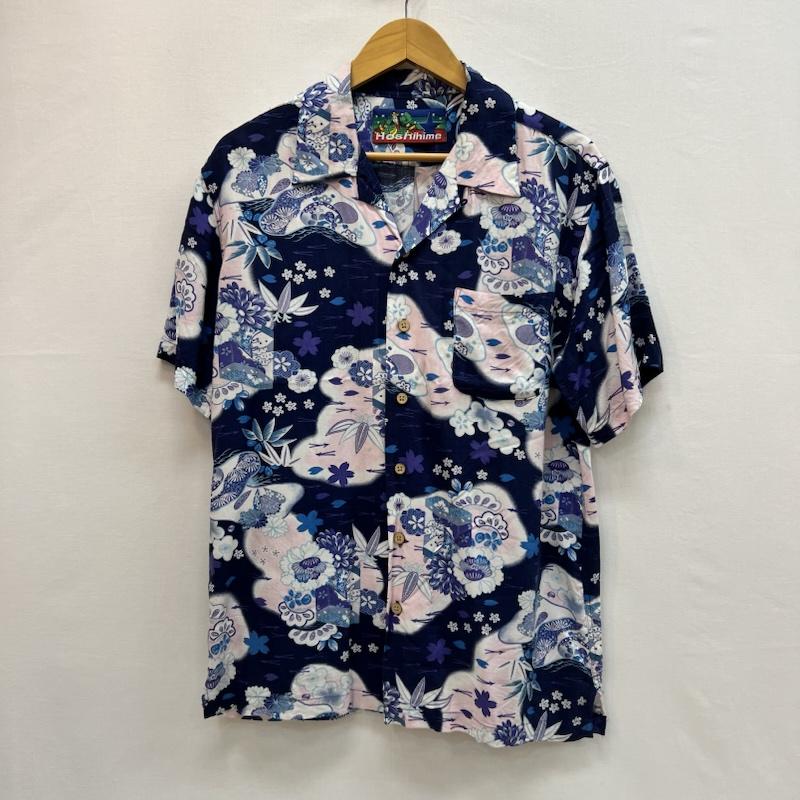ホシヒメ HOSHIHIME シャツ、ブラウス 半袖 和柄 レーヨン アロハシャツ L 紺 / ネイビー / navy メンズ USED 古着 中古 50162138