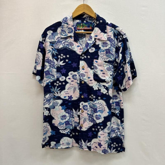 ホシヒメ HOSHIHIME シャツ、ブラウス 半袖 和柄 レーヨン アロハシャツ L 紺 / ネイビー / navy メンズ USED 古着 中古 50162138