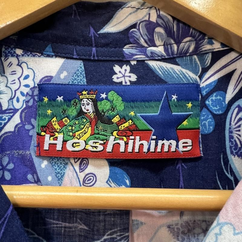ホシヒメ HOSHIHIME シャツ、ブラウス 半袖 和柄 レーヨン アロハシャツ L 紺 / ネイビー / navy メンズ USED 古着 中古 50162138