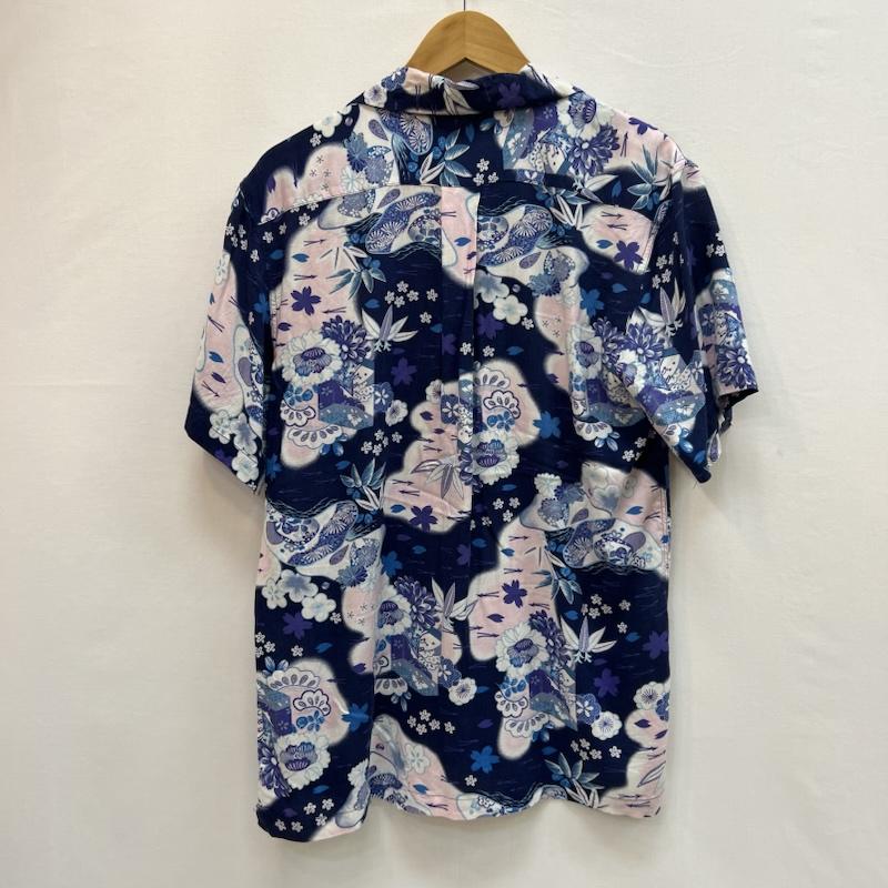 ホシヒメ HOSHIHIME シャツ、ブラウス 半袖 和柄 レーヨン アロハシャツ L 紺 / ネイビー / navy メンズ USED 古着 中古 50162138