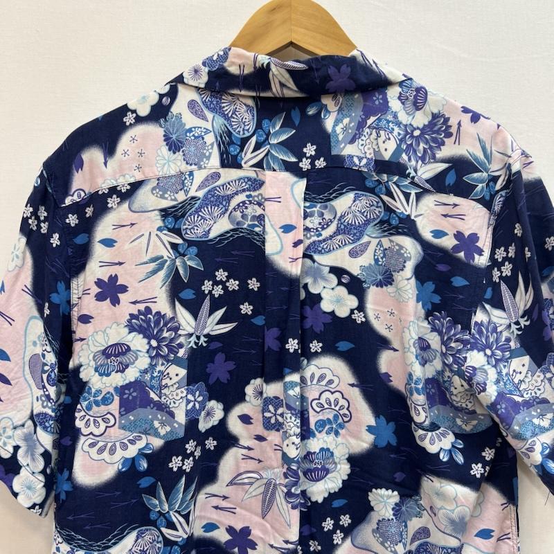 ホシヒメ HOSHIHIME シャツ、ブラウス 半袖 和柄 レーヨン アロハシャツ L 紺 / ネイビー / navy メンズ USED 古着 中古 50162138