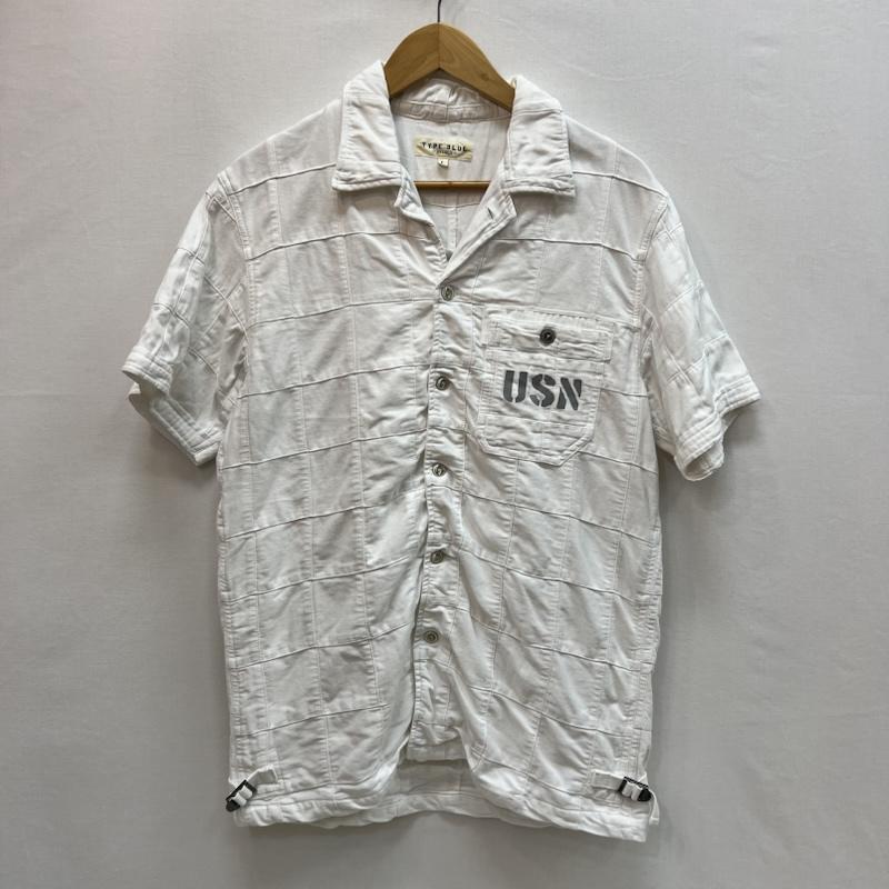 アヴィレックス AVIREX シャツ、ブラウス 半袖 USN パッチワーク シャツ L 白 / ホワイト / white メンズ USED 古着 中古 50162140