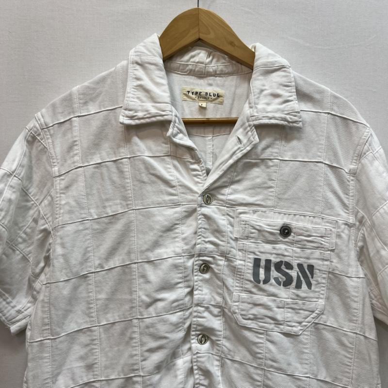 アヴィレックス AVIREX シャツ、ブラウス 半袖 USN パッチワーク シャツ L 白 / ホワイト / white メンズ USED 古着 中古 50162140