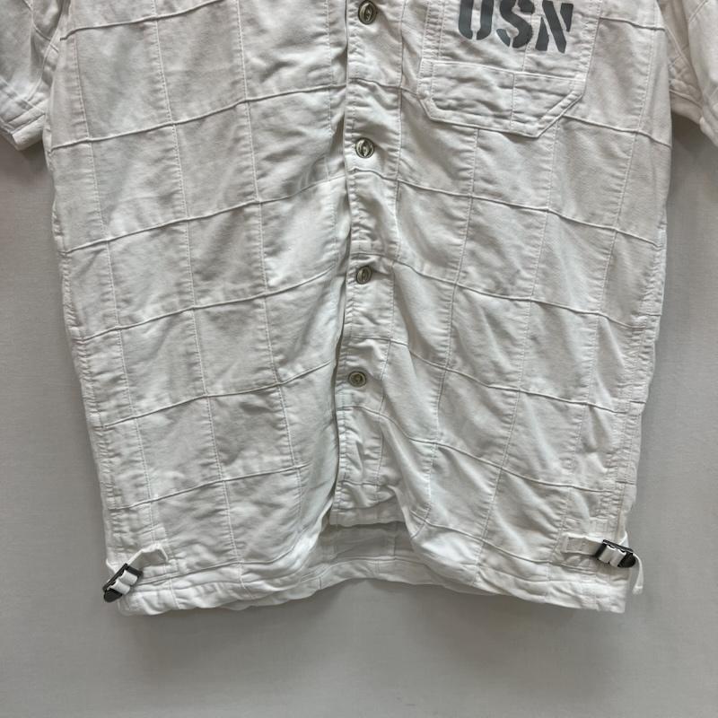アヴィレックス AVIREX シャツ、ブラウス 半袖 USN パッチワーク シャツ L 白 / ホワイト / white メンズ USED 古着 中古 50162140