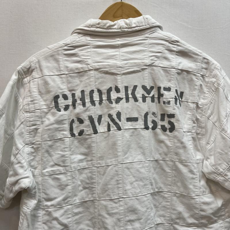 アヴィレックス AVIREX シャツ、ブラウス 半袖 USN パッチワーク シャツ L 白 / ホワイト / white メンズ USED 古着 中古 50162140