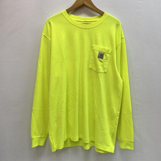 カーハート Carhartt Tシャツ 長袖 ワンポイントロゴ ポケット付 ロンT L 黄 / イエロー / yellow メンズ USED 古着 中古 50162141