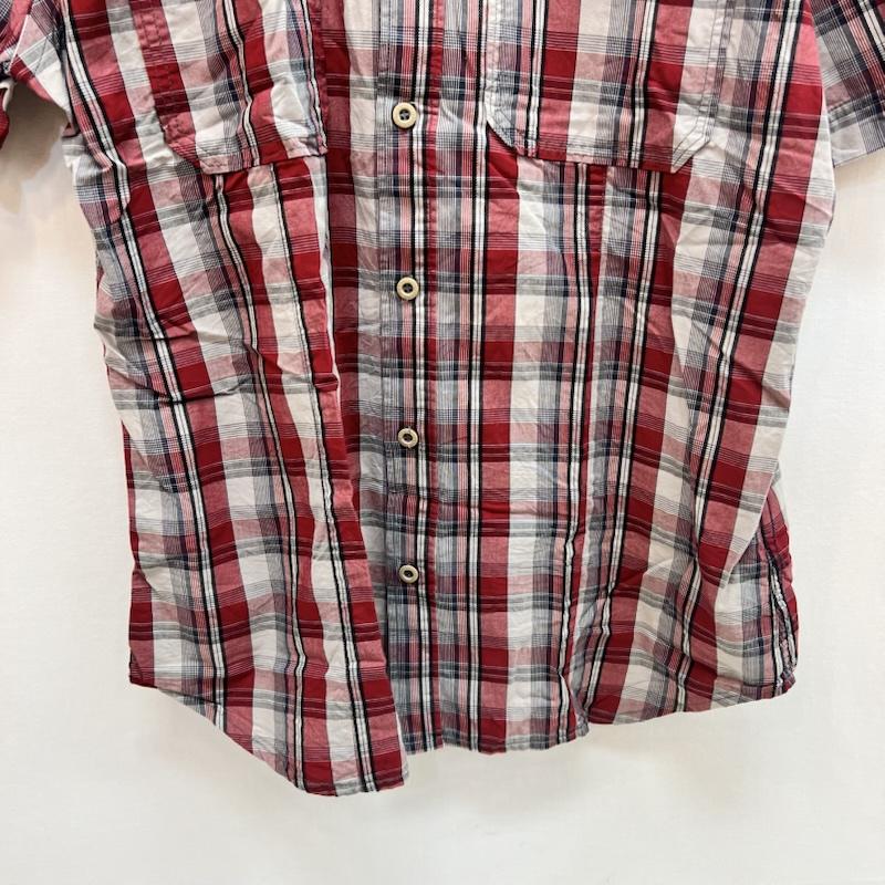 ハーレーダビッドソン Harley-Davidson シャツ、ブラウス 半袖 10s チェック 半袖シャツ ワッペン L 赤 / レッド / red メンズ USED 古着 中古 50162142