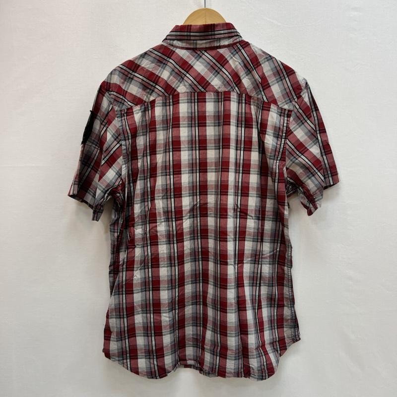 ハーレーダビッドソン Harley-Davidson シャツ、ブラウス 半袖 10s チェック 半袖シャツ ワッペン L 赤 / レッド / red メンズ USED 古着 中古 50162142