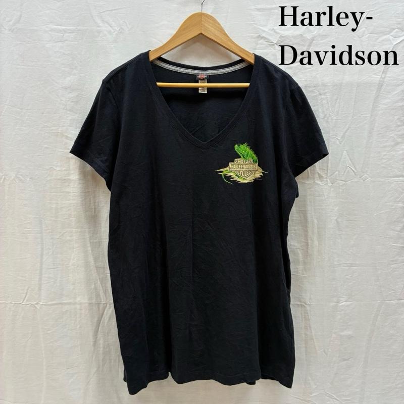 ハーレーダビッドソン Harley-Davidson Tシャツ 半袖 イグアナ シールド 両面 プリント 2015 Vネック Tシャツ XL レディース USED 古着 中古 50162169