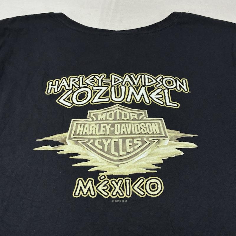 ハーレーダビッドソン Harley-Davidson Tシャツ 半袖 イグアナ シールド 両面 プリント 2015 Vネック Tシャツ XL レディース USED 古着 中古 50162169
