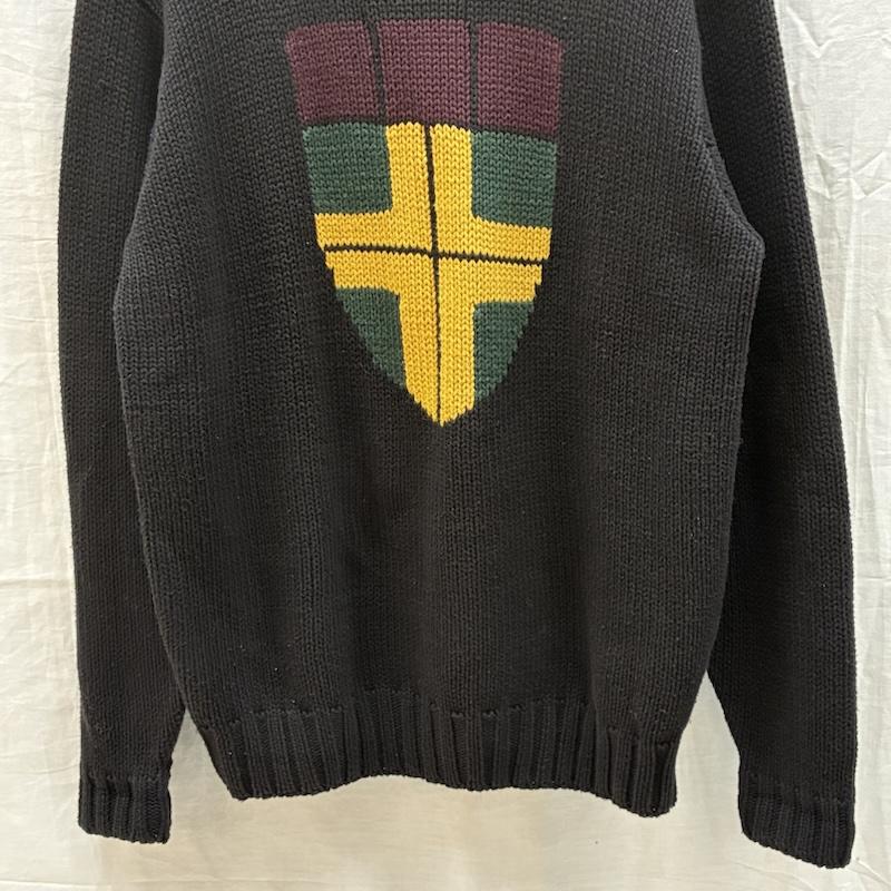 ポロバイラルフローレン Polo by RALPH LAUREN ニット、セーター 長袖 90s シールド ロゴ クルーネック プルオーバー コットン ニット セーター M メンズ USED 古着 中古 50162182