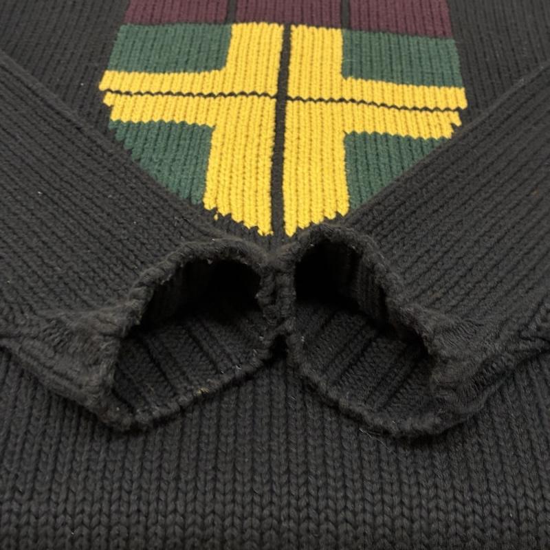 ポロバイラルフローレン Polo by RALPH LAUREN ニット、セーター 長袖 90s シールド ロゴ クルーネック プルオーバー コットン ニット セーター M メンズ USED 古着 中古 50162182