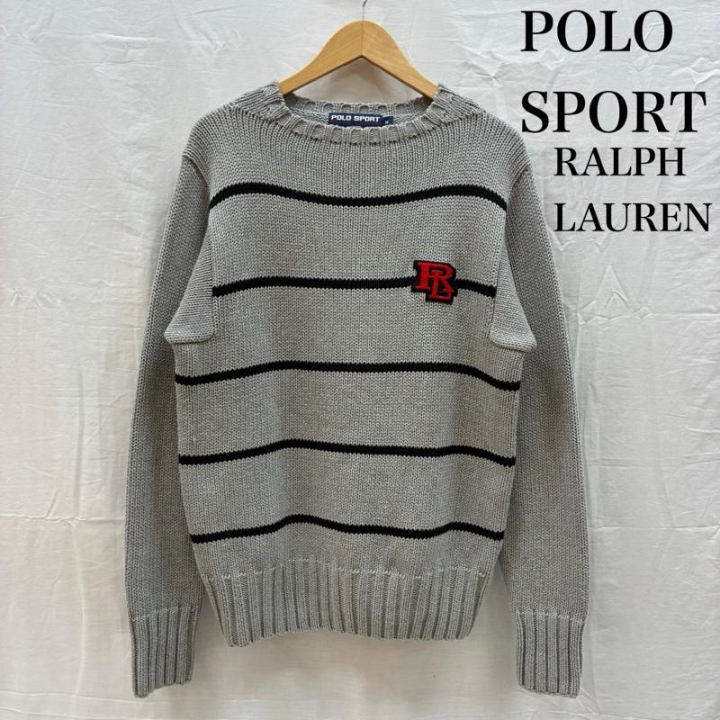 ラルフローレン RALPHLAUREN ニット、セーター 長袖 POLO SPORT ポロスポーツ RL ロゴ ワッペン ボーダー コットン ニット セーター M メンズ USED 古着 中古 50162184