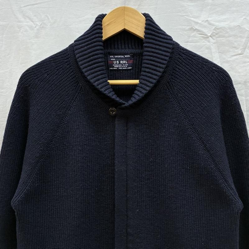 ダブルアールエル ラルフローレン RRL RALPH LAUREN ニット、セーター 長袖 90s 三ツ星タグ ショールカラー 比翼 ウール ジップ カーディガン ドライバーズ ニット セーター XS メンズ USED 古着 中古 50162187