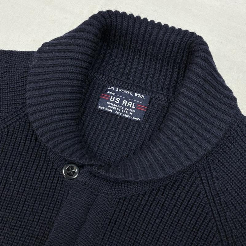 ダブルアールエル ラルフローレン RRL RALPH LAUREN ニット、セーター 長袖 90s 三ツ星タグ ショールカラー 比翼 ウール ジップ カーディガン ドライバーズ ニット セーター XS メンズ USED 古着 中古 50162187