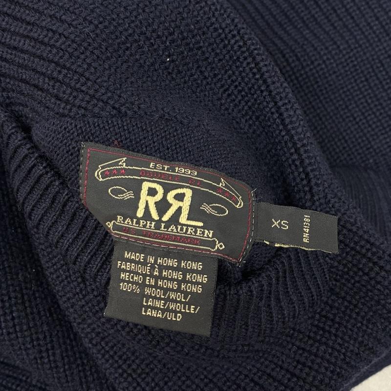 ダブルアールエル ラルフローレン RRL RALPH LAUREN ニット、セーター 長袖 90s 三ツ星タグ ショールカラー 比翼 ウール ジップ カーディガン ドライバーズ ニット セーター XS メンズ USED 古着 中古 50162187