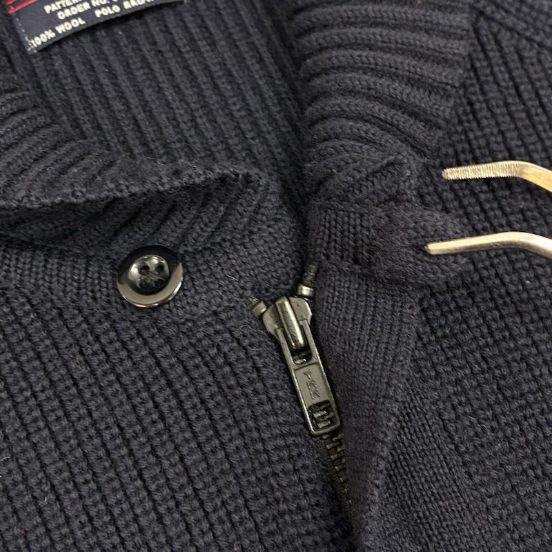 ダブルアールエル ラルフローレン RRL RALPH LAUREN ニット、セーター 長袖 90s 三ツ星タグ ショールカラー 比翼 ウール ジップ カーディガン ドライバーズ ニット セーター XS メンズ USED 古着 中古 50162187