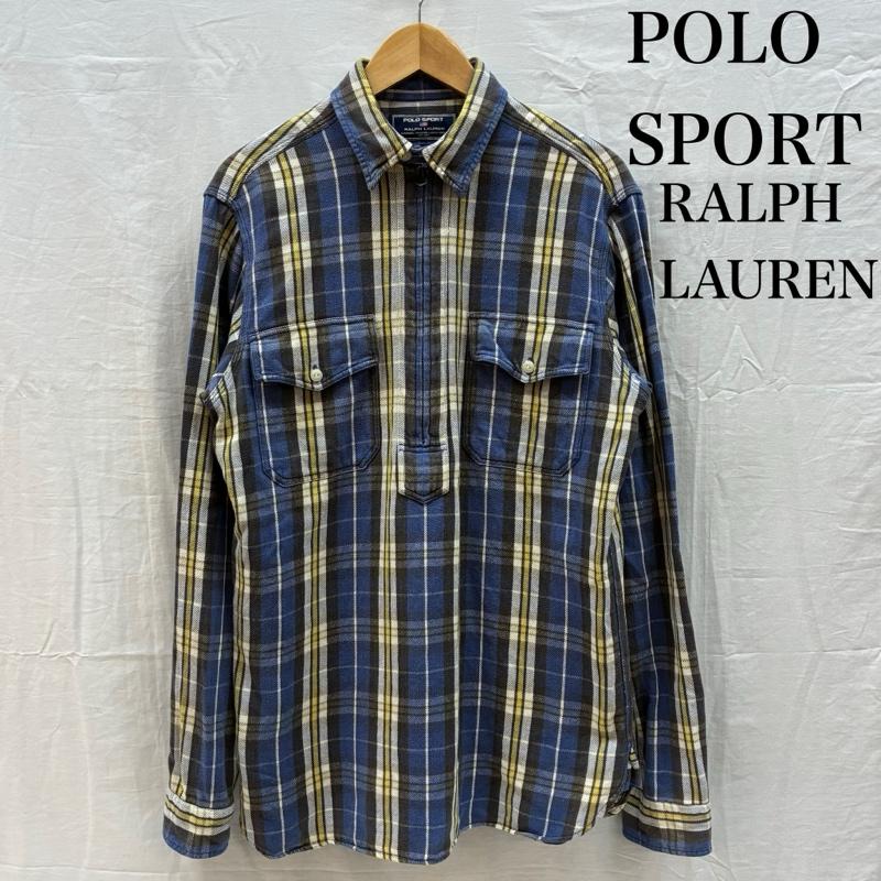 ラルフローレン RALPHLAUREN シャツ、ブラウス 長袖 POLO SPORT ポロスポーツ ハーフジップ プルオーバー チンスト コットン チェック シャツ M メンズ USED 古着 中古 50162188