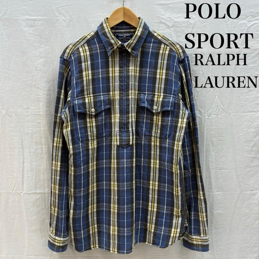 ラルフローレン RALPHLAUREN シャツ、ブラウス 長袖 POLO SPORT ポロスポーツ ハーフジップ プルオーバー チンスト コットン チェック シャツ M メンズ USED 古着 中古 50162188