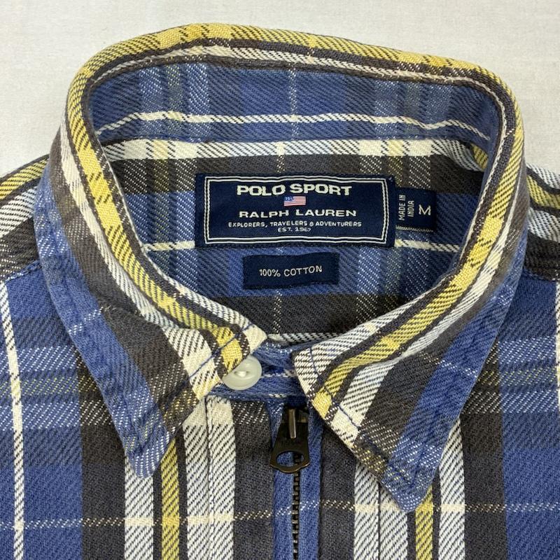 ラルフローレン RALPHLAUREN シャツ、ブラウス 長袖 POLO SPORT ポロスポーツ ハーフジップ プルオーバー チンスト コットン チェック シャツ M メンズ USED 古着 中古 50162188