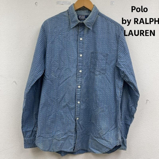 ポロバイラルフローレン Polo by RALPH LAUREN シャツ、ブラウス 長袖 インディゴ キャリコ ストライプ チンスト 長袖 シャツ M 水色 / ライトブルー / メンズ USED 古着 中古 50162201