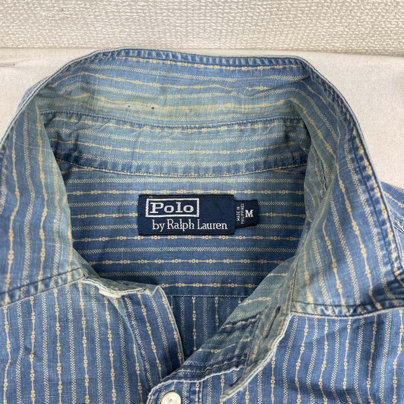 ポロバイラルフローレン Polo by RALPH LAUREN シャツ、ブラウス 長袖 インディゴ キャリコ ストライプ チンスト 長袖 シャツ M 水色 / ライトブルー / メンズ USED 古着 中古 50162201