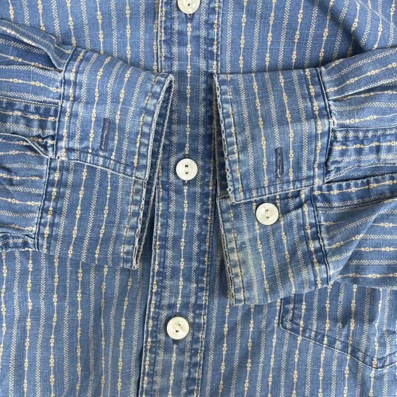 ポロバイラルフローレン Polo by RALPH LAUREN シャツ、ブラウス 長袖 インディゴ キャリコ ストライプ チンスト 長袖 シャツ M 水色 / ライトブルー / メンズ USED 古着 中古 50162201