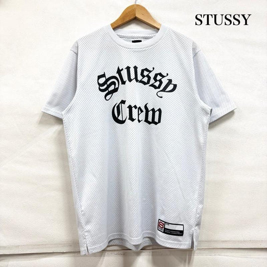 ステューシー STUSSY Tシャツ 半袖 メッシュ 半袖 Tシャツ ロゴ プリント 刺繍 CREW MESH JERSEY M ロゴ、文字 X プリント X 刺繍 白 / ホワイト / white X 黒 / ブラック / black メンズ USED 古着 中古 50162206