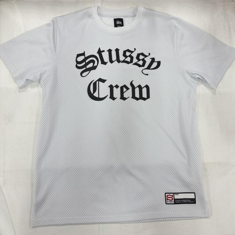 ステューシー STUSSY Tシャツ 半袖 メッシュ 半袖 Tシャツ ロゴ プリント 刺繍 CREW MESH JERSEY M ロゴ、文字 X プリント X 刺繍 白 / ホワイト / white X 黒 / ブラック / black メンズ USED 古着 中古 50162206