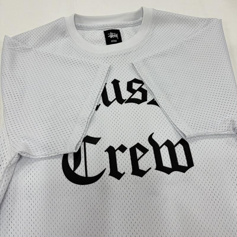 ステューシー STUSSY Tシャツ 半袖 メッシュ 半袖 Tシャツ ロゴ プリント 刺繍 CREW MESH JERSEY M ロゴ、文字 X プリント X 刺繍 白 / ホワイト / white X 黒 / ブラック / black メンズ USED 古着 中古 50162206